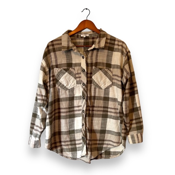 Maurices Tops - [Maurices] Green and Brown Flannel